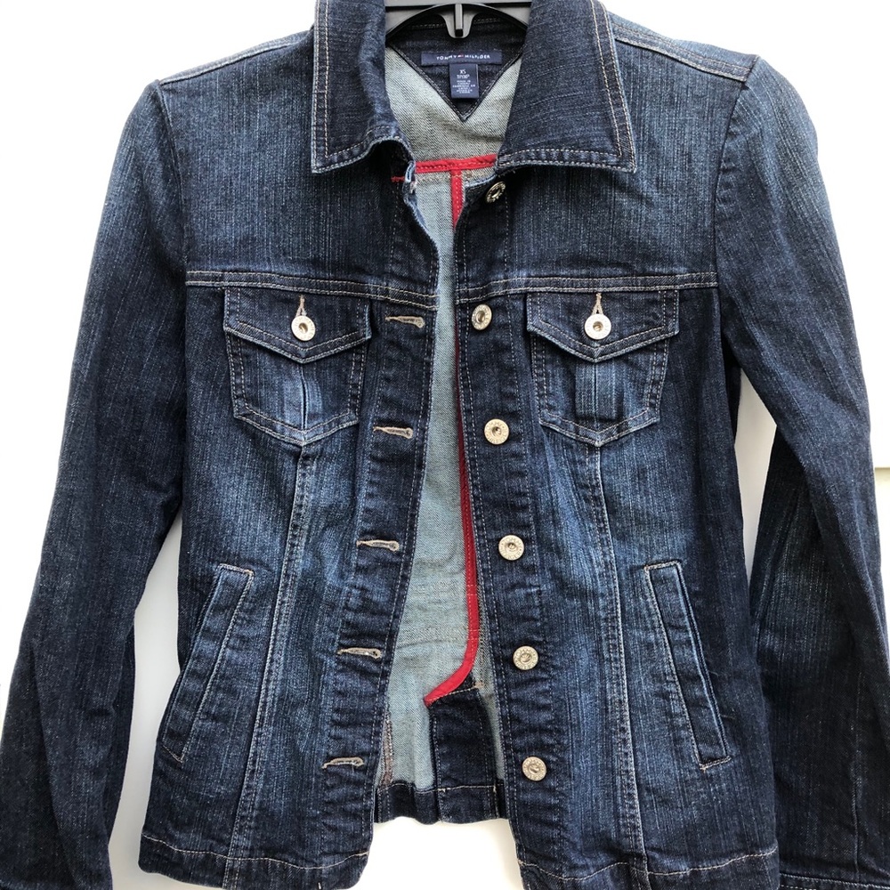 Tommy Hilfiger dark wash denim jean trucker jacket